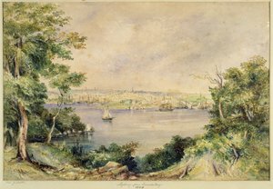 ラベンダー湾からのシドニー、1868（wc） 作： Maria Jane Scott